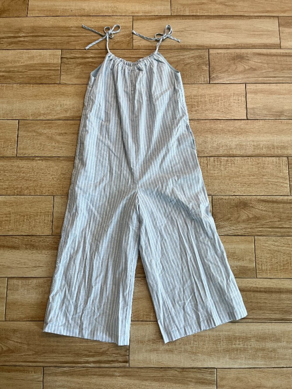Womens Lost + Wander Blue/White Stripe Jumpsuit - XS